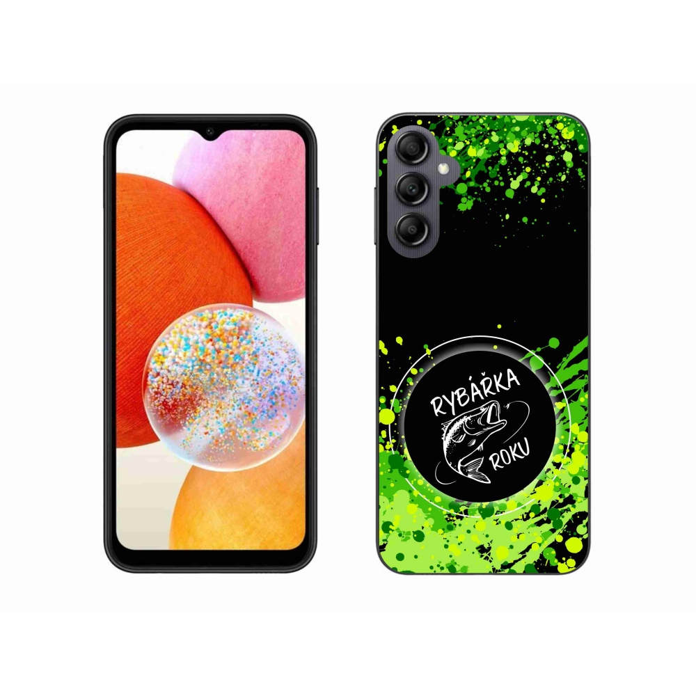 Gélový kryt mmCase na Samsung Galaxy A14 4G/5G - rybárka roku čierne pozadie