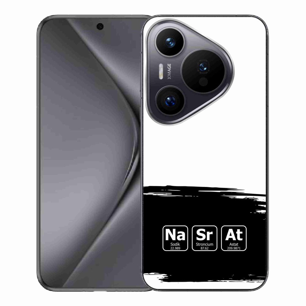 Gélový kryt mmCase na Huawei Pura 70 Pro - chemické prvky čiernobiele pozadie