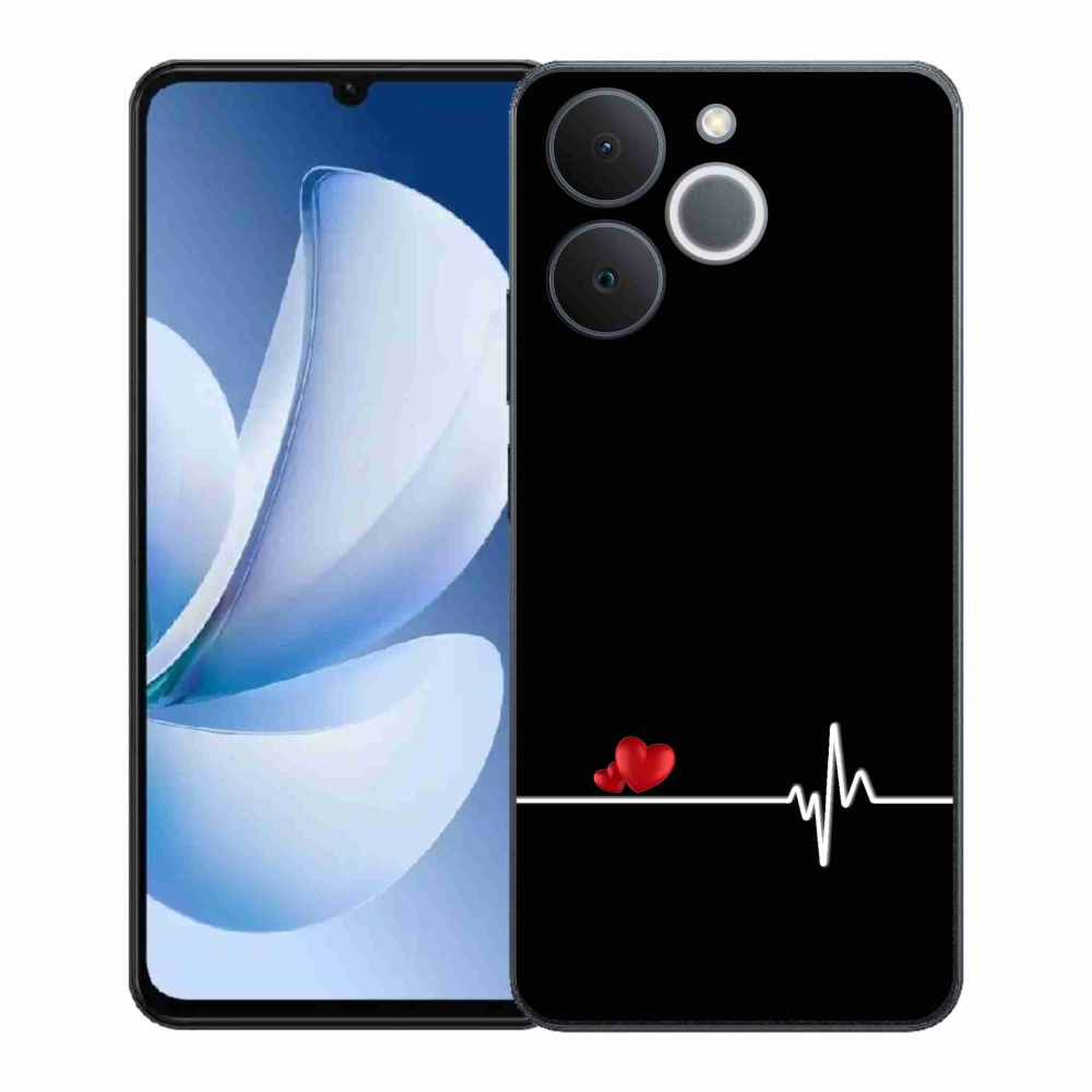 Gélový kryt mmCase na Realme Note 70T - srdce a tep čierne pozadie