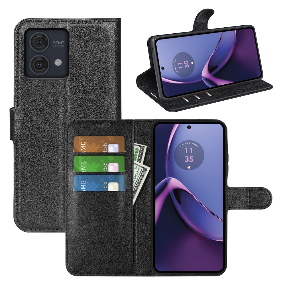 Litchi knižkové púzdro na Motorola Moto G84 5G - čierne