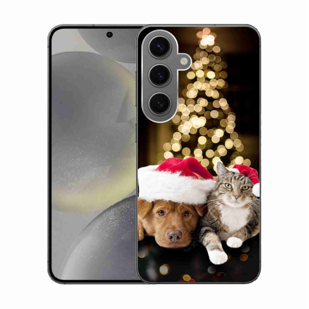 Gélový kryt mmCase na Samsung Galaxy S24 - vianočný pes a mačka