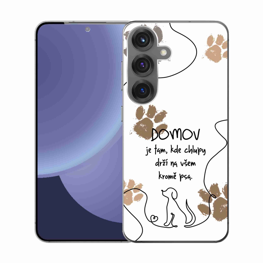 Gélový kryt mmCase na Samsung Galaxy S25 - psí motív biele pozadie