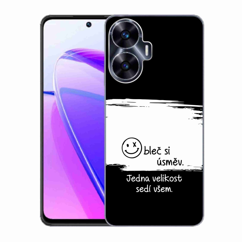 Gélový kryt mmCase na Realme C55 - vtipný text 8 bieločierne pozadie