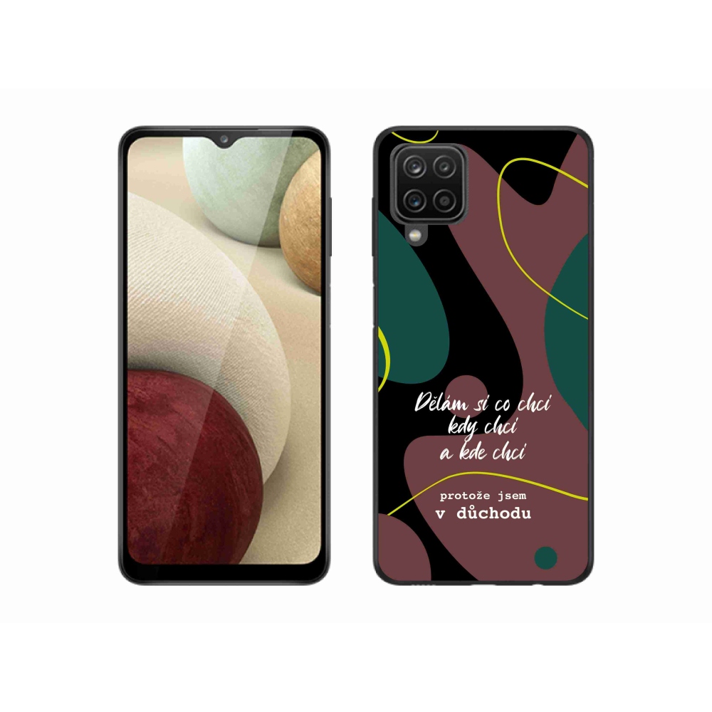 Gélový kryt mmCase na Samsung Galaxy A12 - vtipný text 10 čierne pozadie