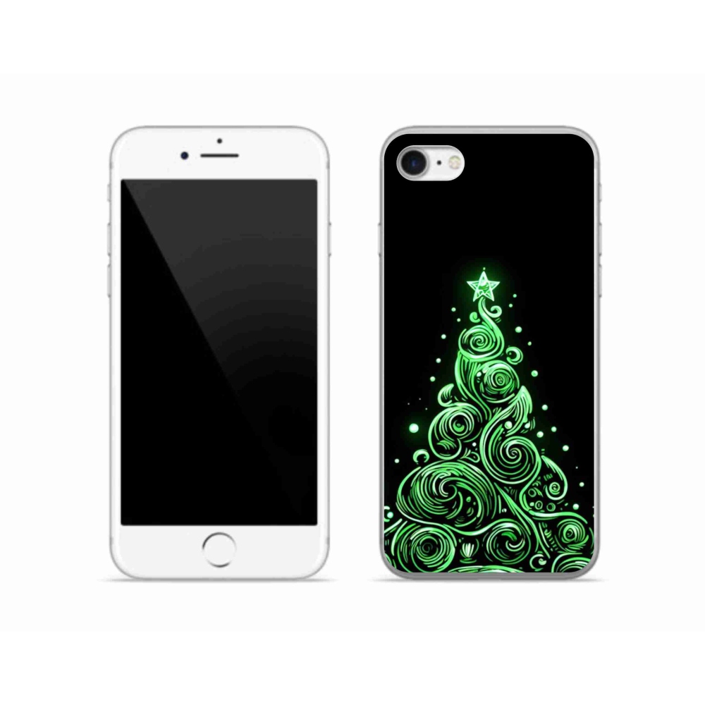 Gélový kryt mmCase na iPhone SE (2022) - neónový vianočný stromček 3