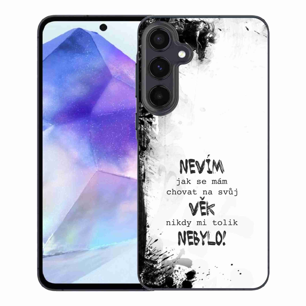 Gélový kryt mmCase na Samsung Galaxy A55 5G - vtipný text 14 biele pozadie
