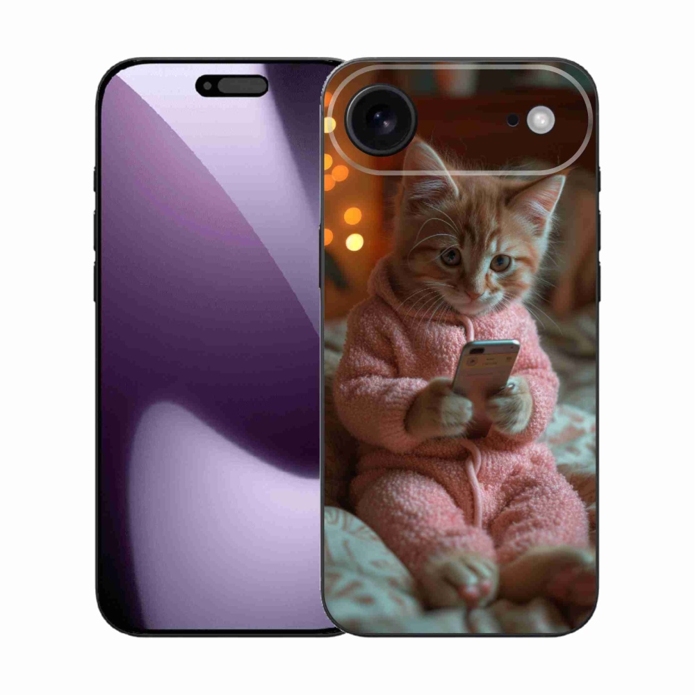 Gélový kryt mmCase na iPhone 17 Air - mačiatko s mobilom