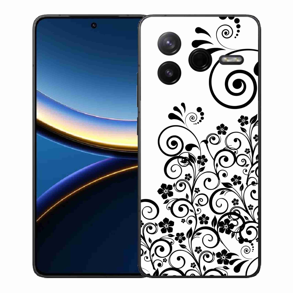 Gélový kryt mmCase na Xiaomi Poco F7 Pro - čiernobiele kvetinové vzory