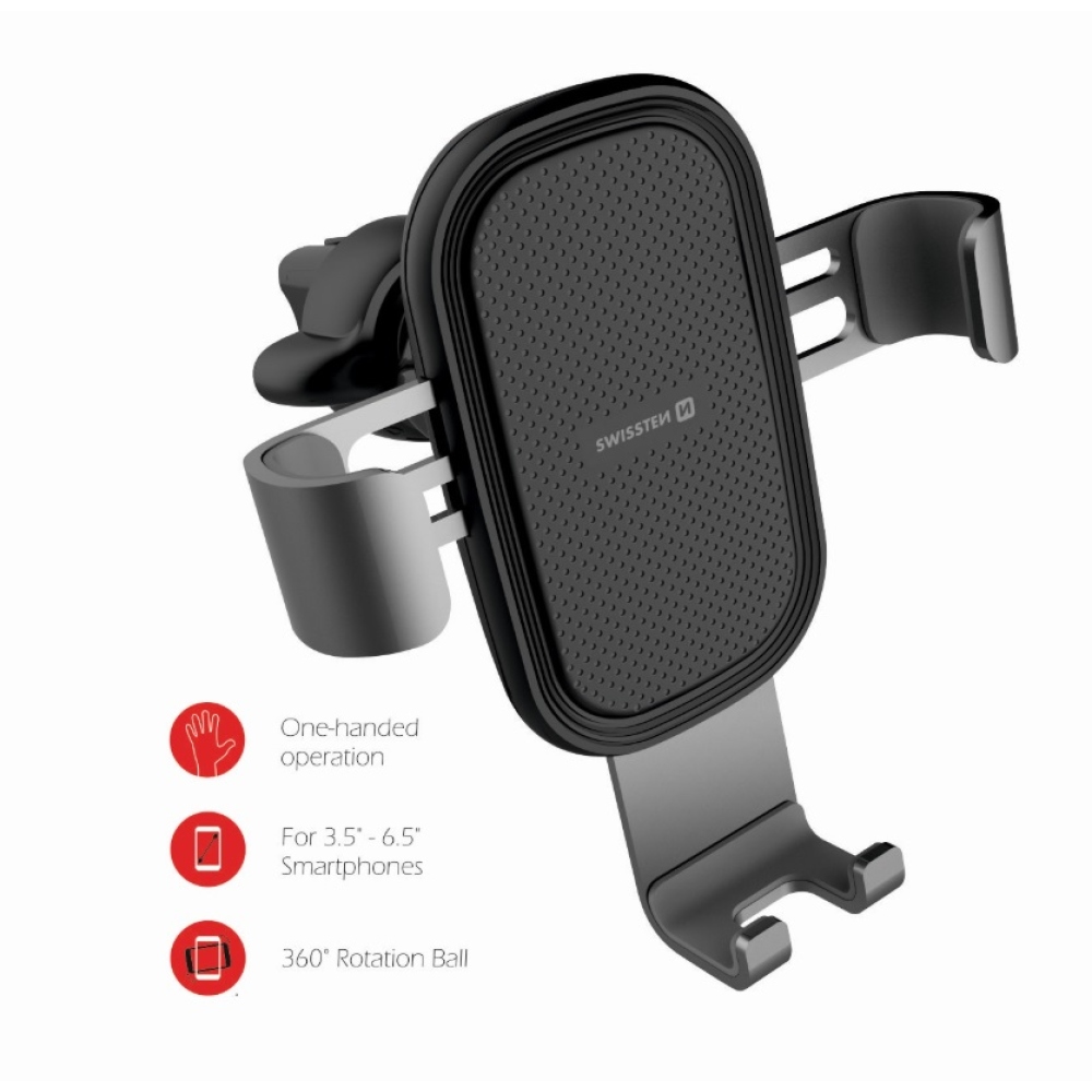 Držiak na mobil Swissten S-Grip G1-AV3 do vetráčika ventilácie - čierny