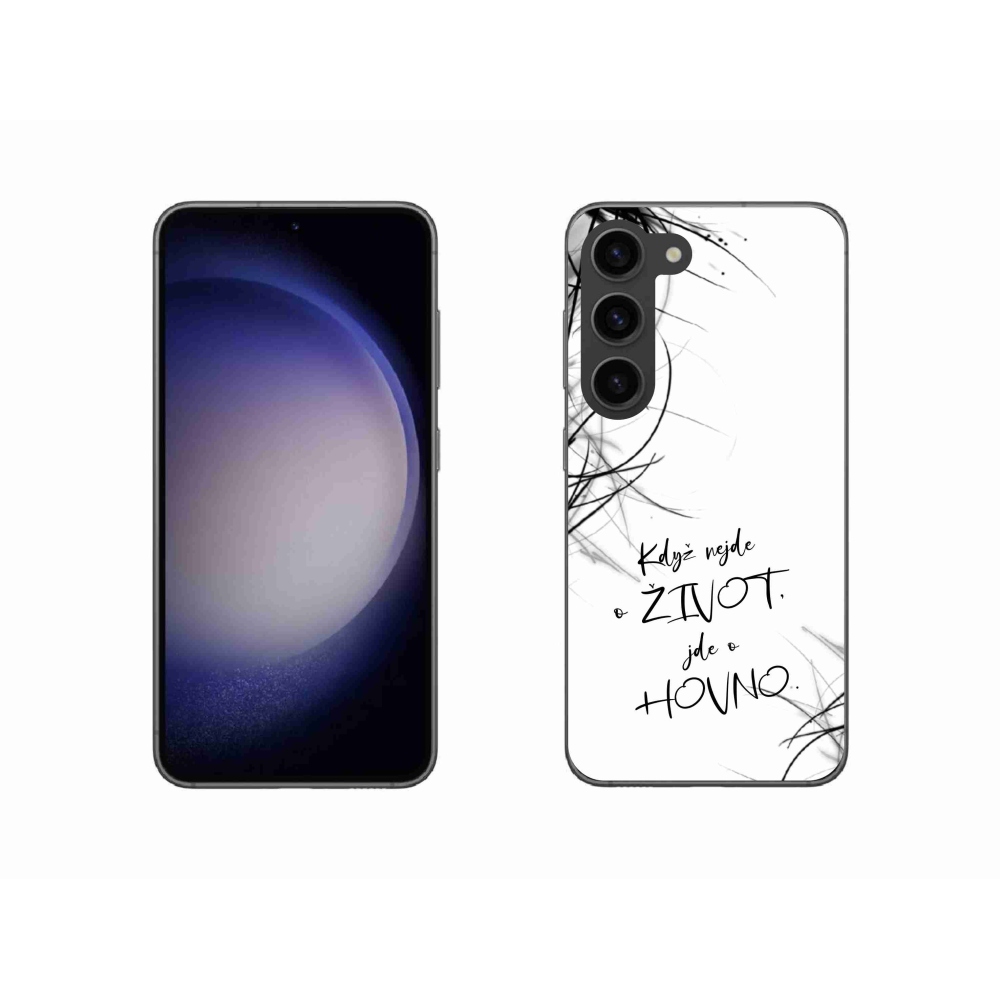 Gélový kryt mmCase na Samsung Galaxy S23 5G - vtipný text 16 biele pozadie