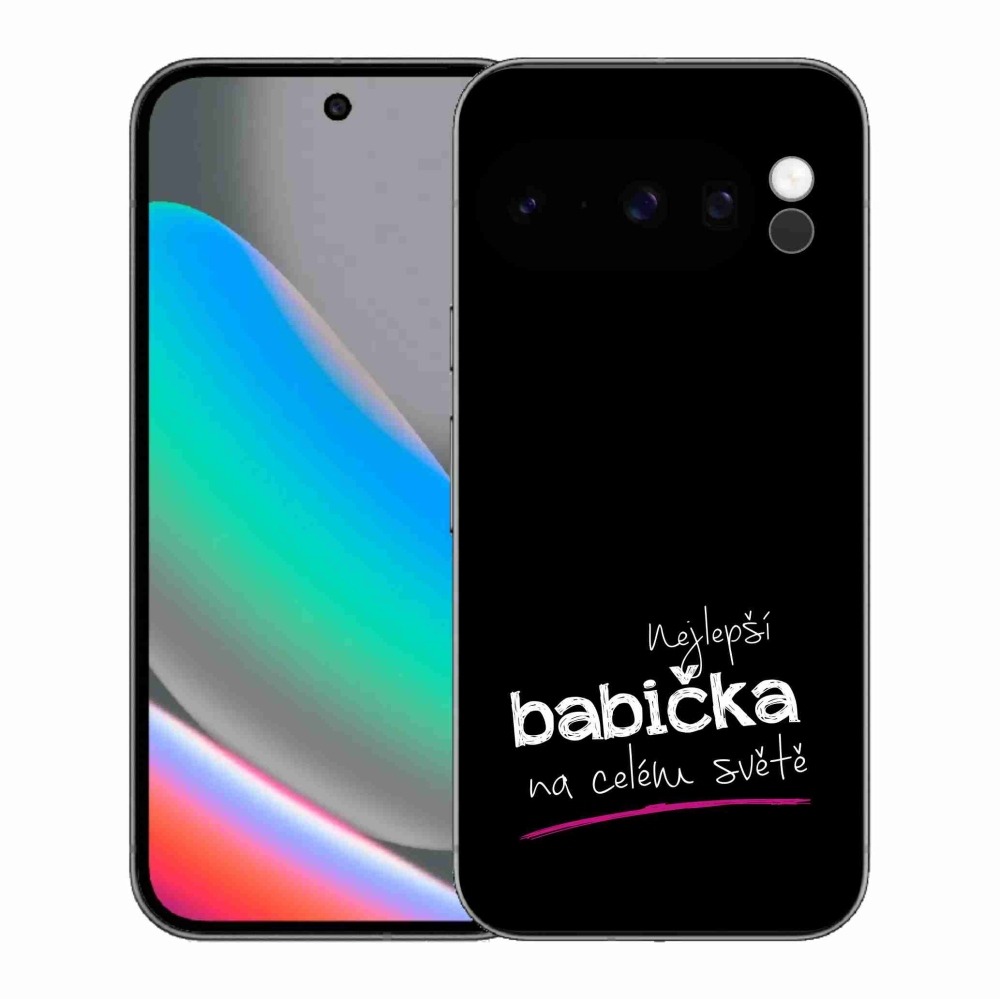 Gélový kryt mmCase na Google Pixel 10 Pro - najlepšia babička 4 čierne pozadie