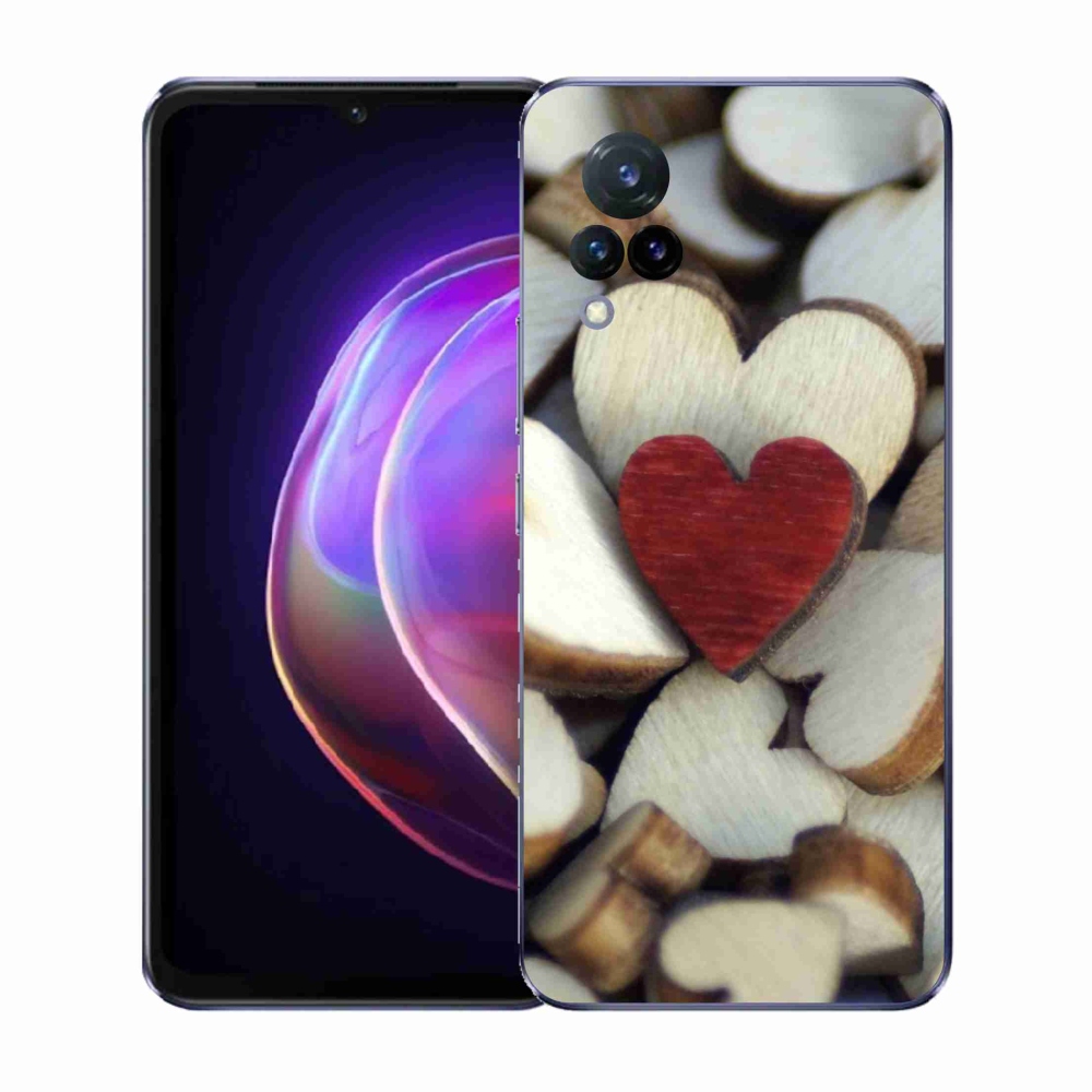 Gélový kryt mmCase na Vivo V21 4G/5G - gravírované červené srdce