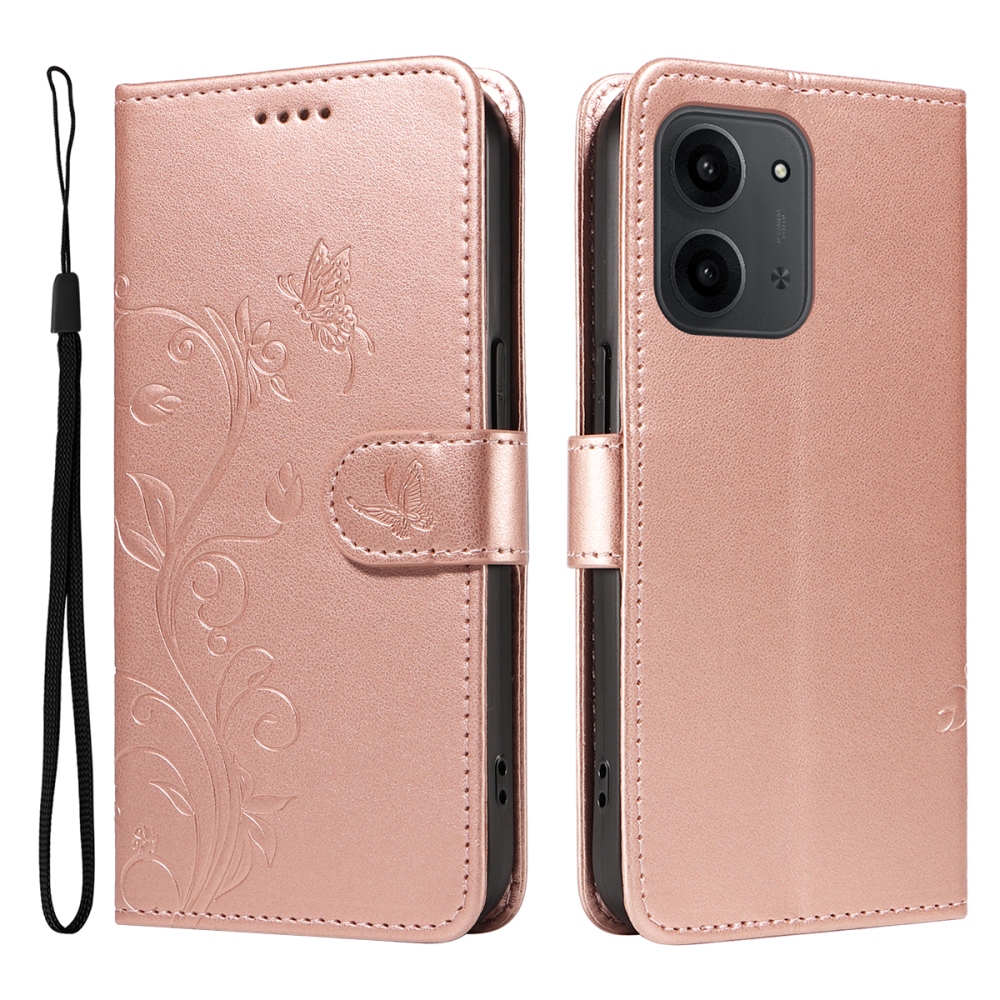 Flowers knižkové púzdro na Xiaomi Redmi 15C 4G/5G (173mm) - ružovozlaté