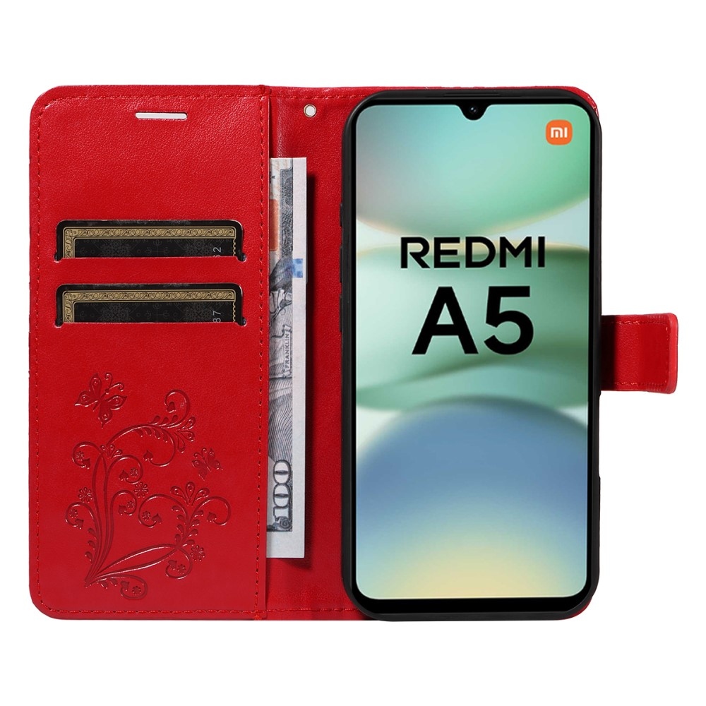 Big Butterfly knižkové puzdro na Xiaomi Redmi A5 (171.7x77.8x8.3mm) - červené