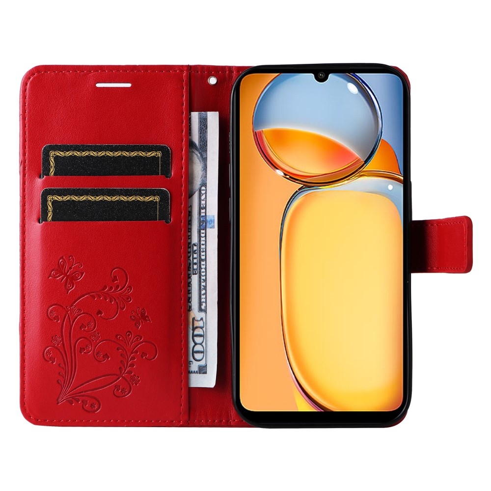 Big Butterfly knižkové púzdro na Xiaomi Poco C65/Redmi 13C - červené