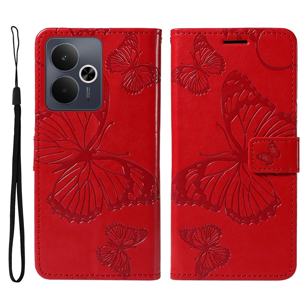 Big Butterfly knižkové puzdro na Realme 14 5G/14T 5G - červené