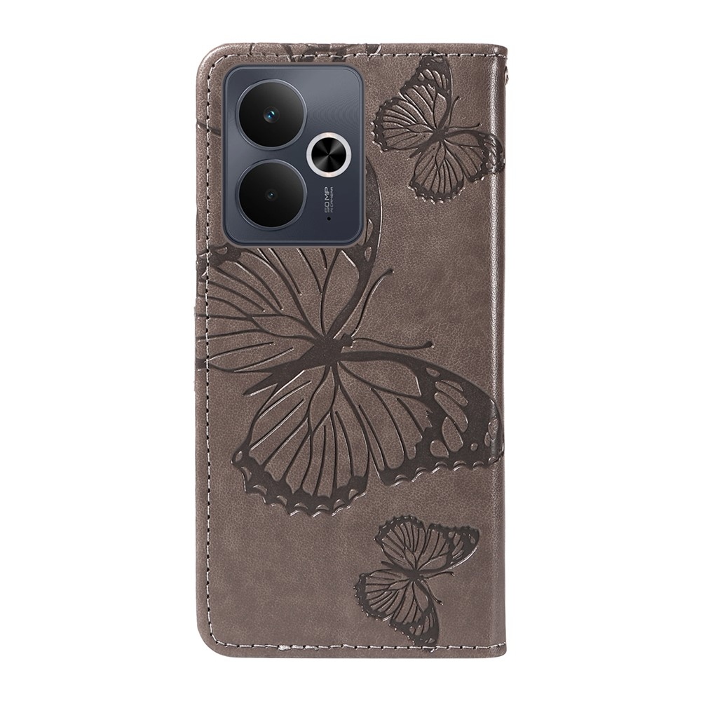 Big Butterfly knižkové puzdro na Realme 14 5G/14T 5G - šedé