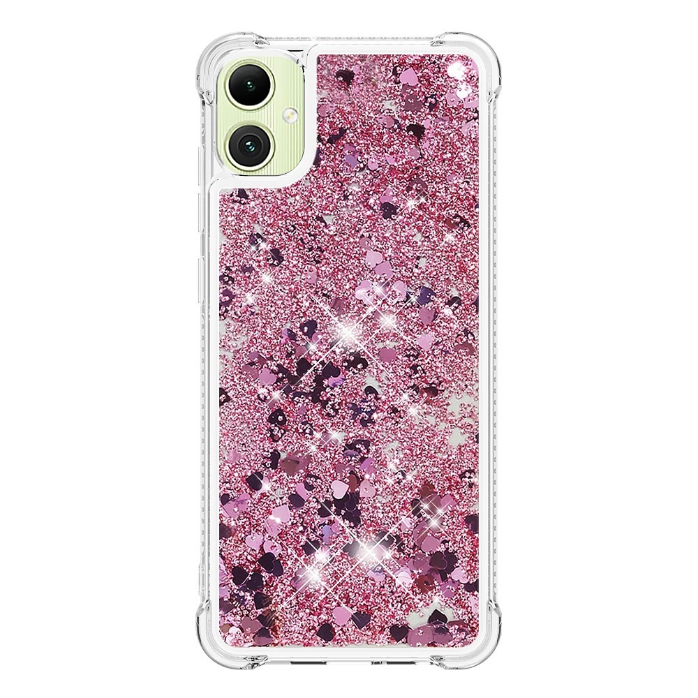 Glitter presýpací gélový obal na Samsung Galaxy A06 4G - ružovozlatý/srdiečka