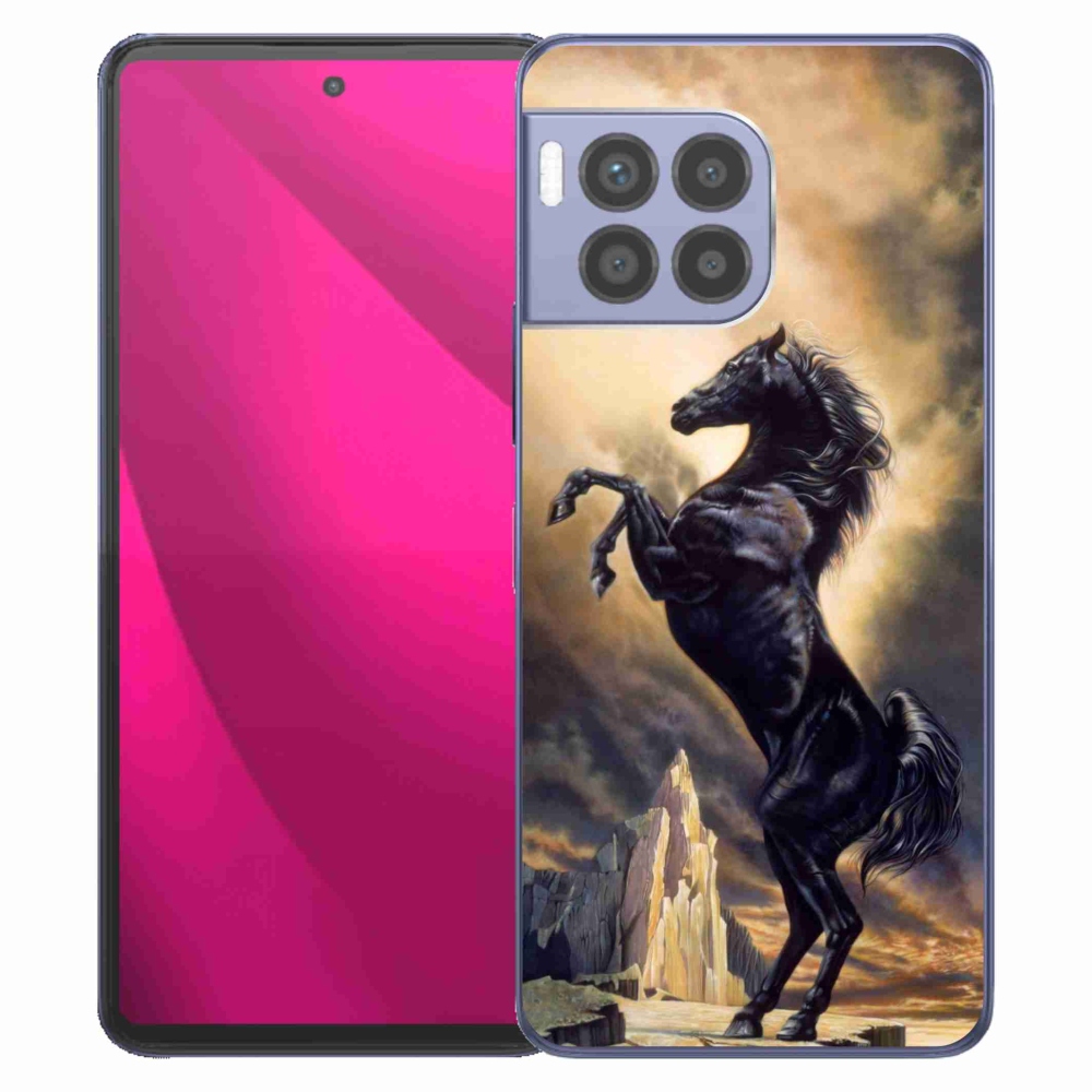 Gélový kryt mmCase na T-Mobile T Phone 2 Pro - čierny kreslený kôň