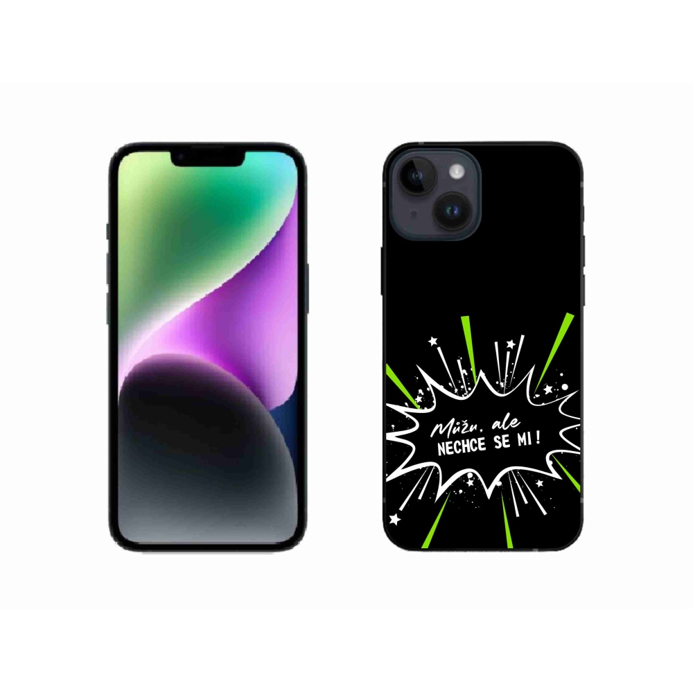Gélový kryt mmCase na iPhone 14 - vtipný text 11 čierne pozadie