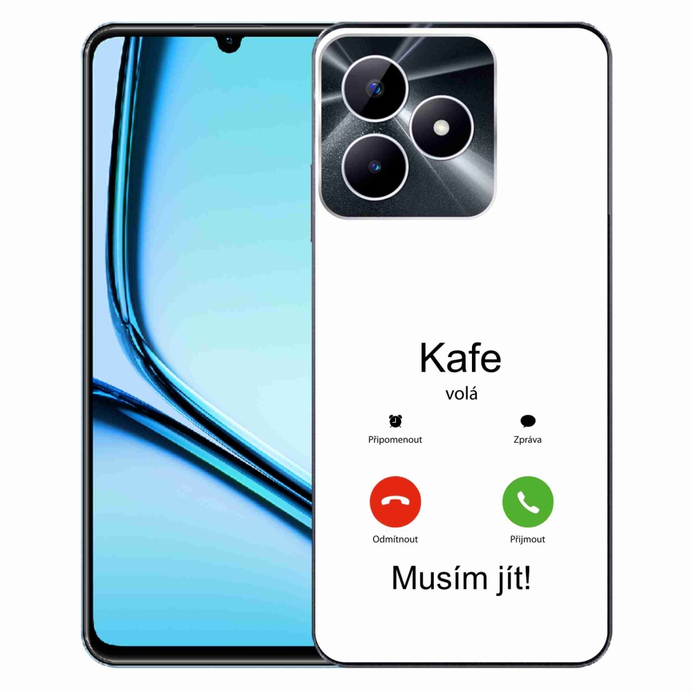Gélový kryt mmCase na Realme Note 50 - káva volá biele pozadie