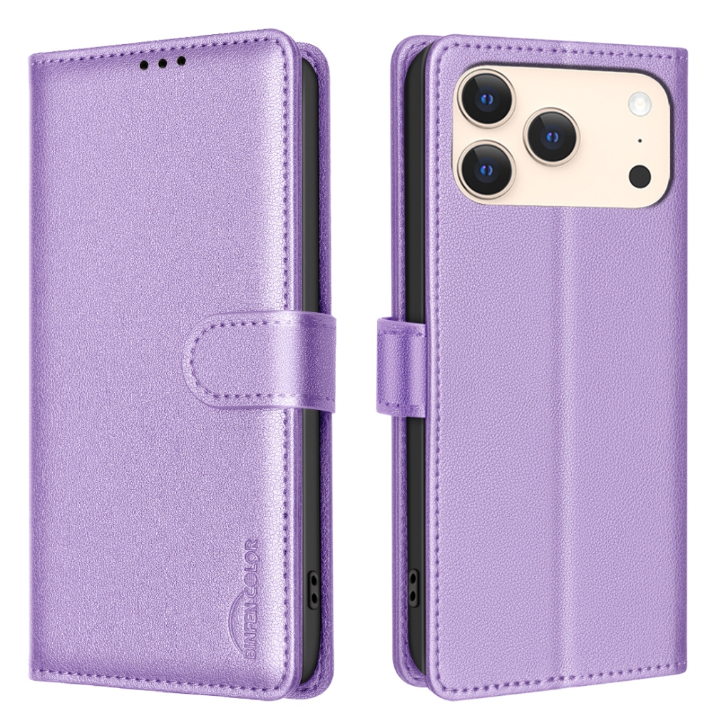 BINFEN knižkové púzdro na iPhone 17 Pro - fialové