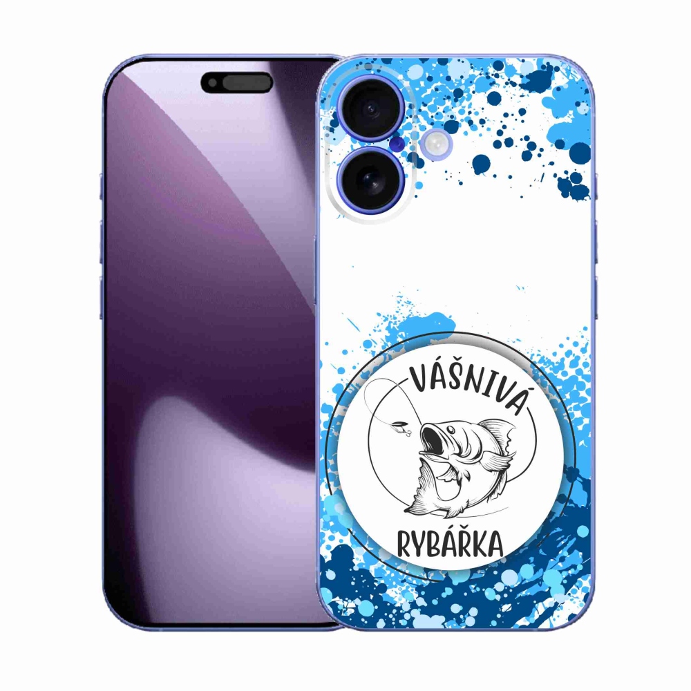 Gélový kryt mmCase na iPhone 17 - vášnivá rybárka biele pozadie