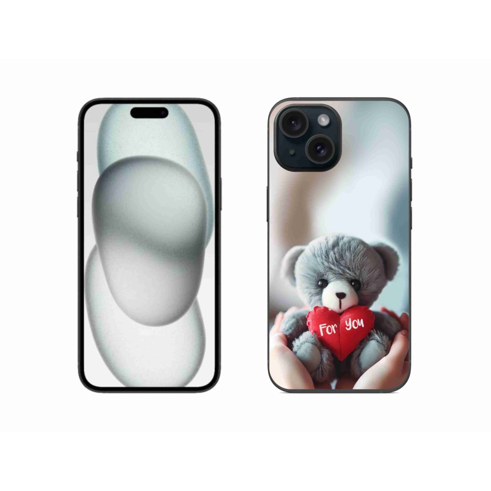 Gélový kryt mmCase na iPhone 15 - medvedík pre zamilovaných