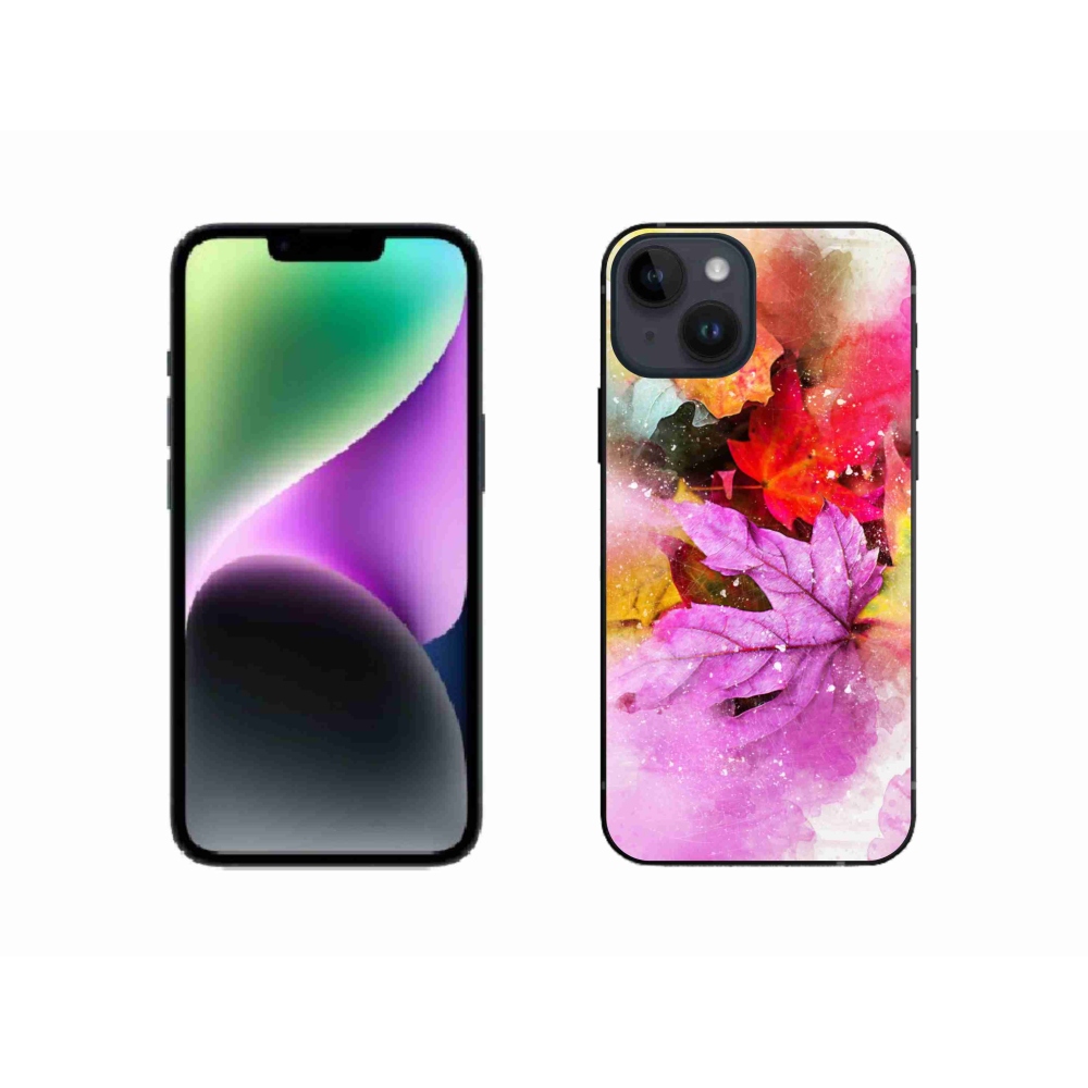 Gélový kryt mmCase na iPhone 14 - farebné listy