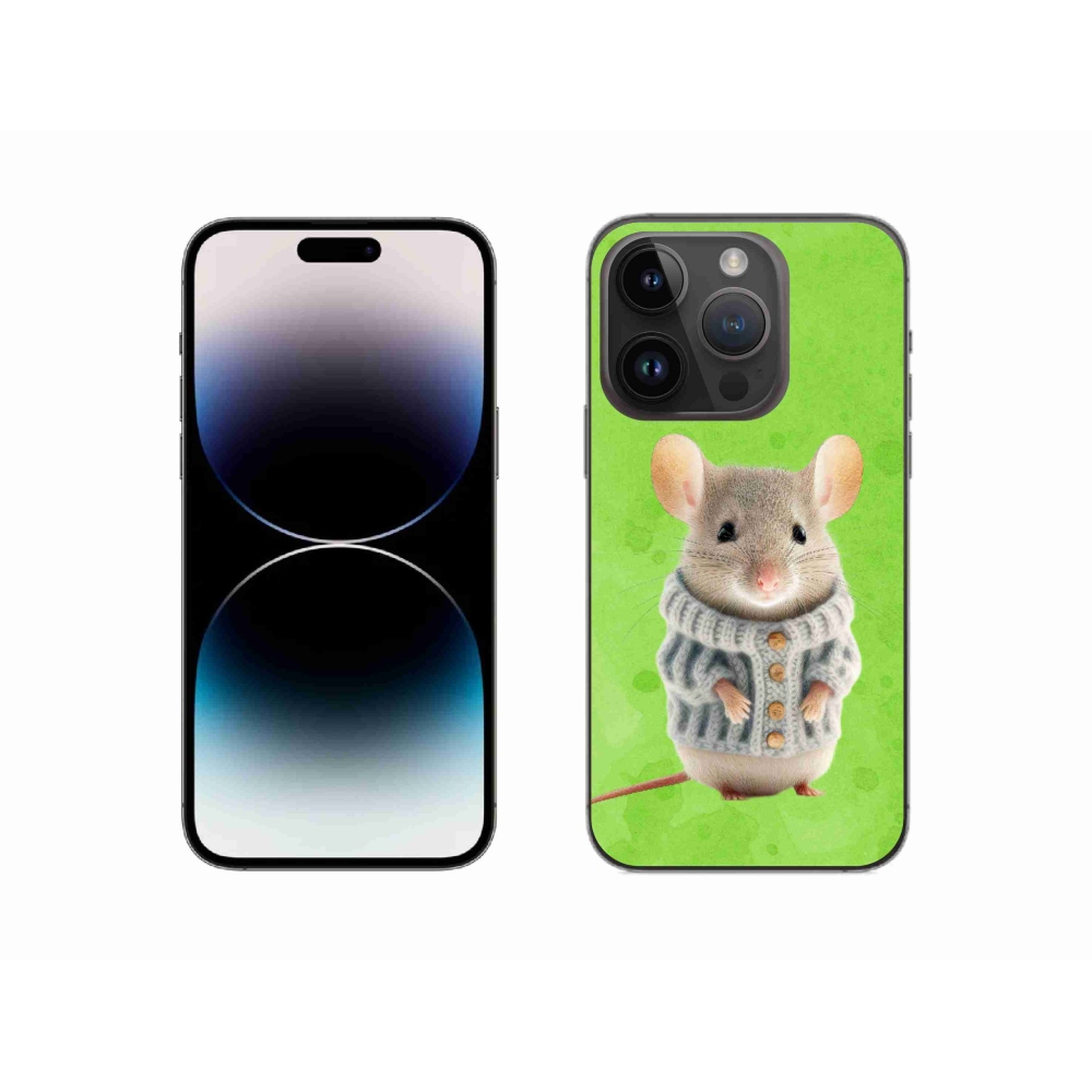 Gélový kryt mmCase na iPhone 14 Pro - myška vo svetri