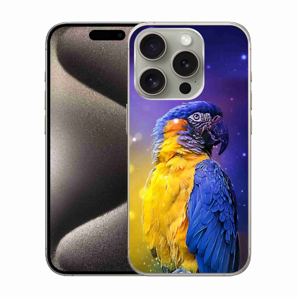 Gélový obal mmCase na iPhone 15 Pro - papagáj ara 1