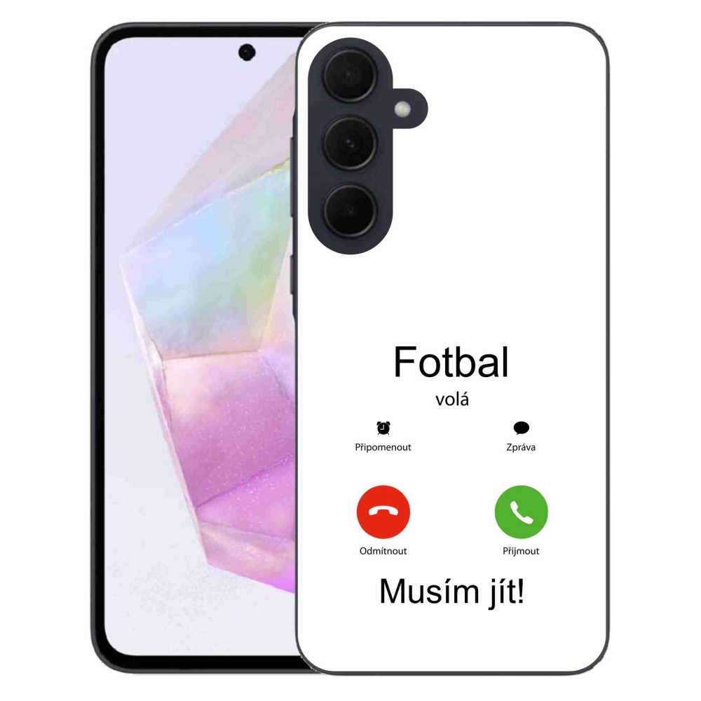 Gélový kryt mmCase na Samsung Galaxy A35 5G - futbal volá biele pozadie