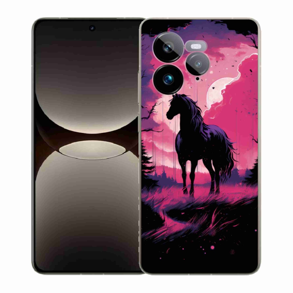 Gélový kryt mmCase na Realme GT 7 Pro 5G - čierny kreslený kôň 1