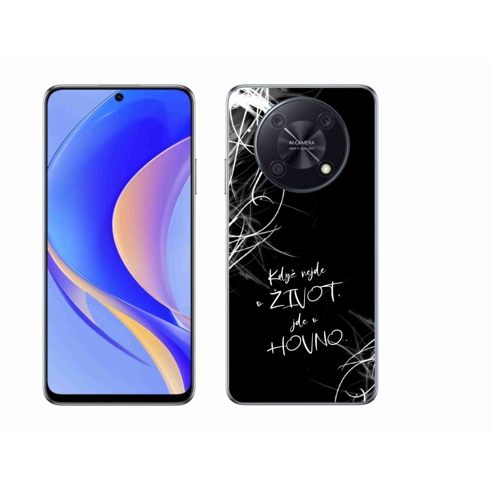 Gélový kryt mmCase na Huawei Nova Y90 - vtipný text 16 čierne pozadie