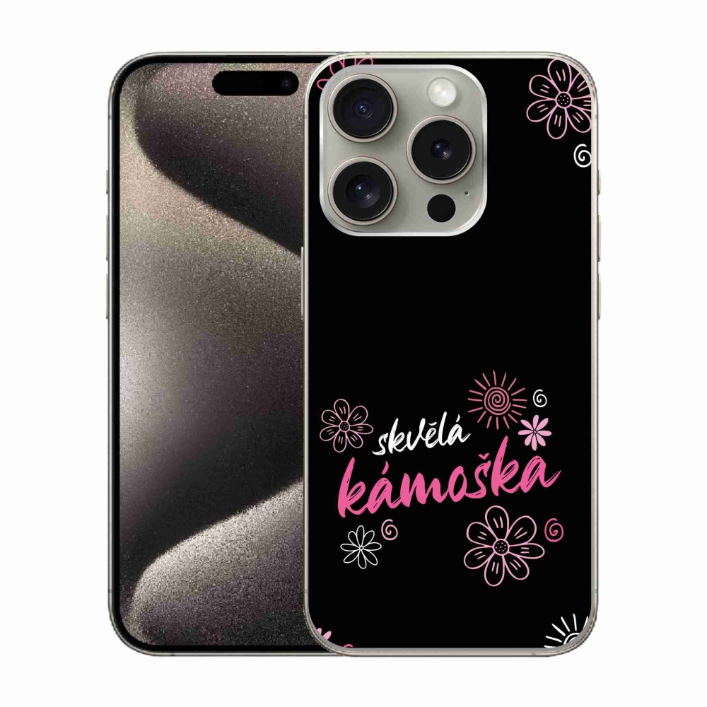 Gélový kryt mmCase na iPhone 15 Pro - skvelá kamoška čierne pozadie