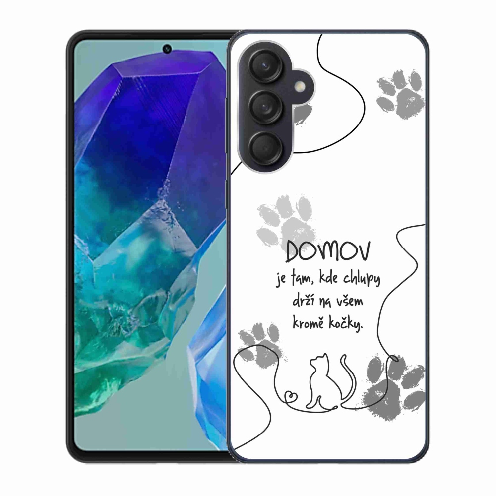 Gélový kryt mmCase na Samsung Galaxy M55 5G - mačacie motív biele pozadie