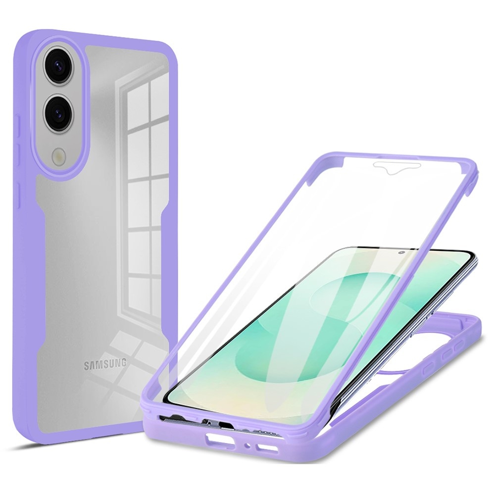 Acryl gélový obal s rámčekom pre ochranou displeja na Samsung Galaxy S25 Edge - fialový