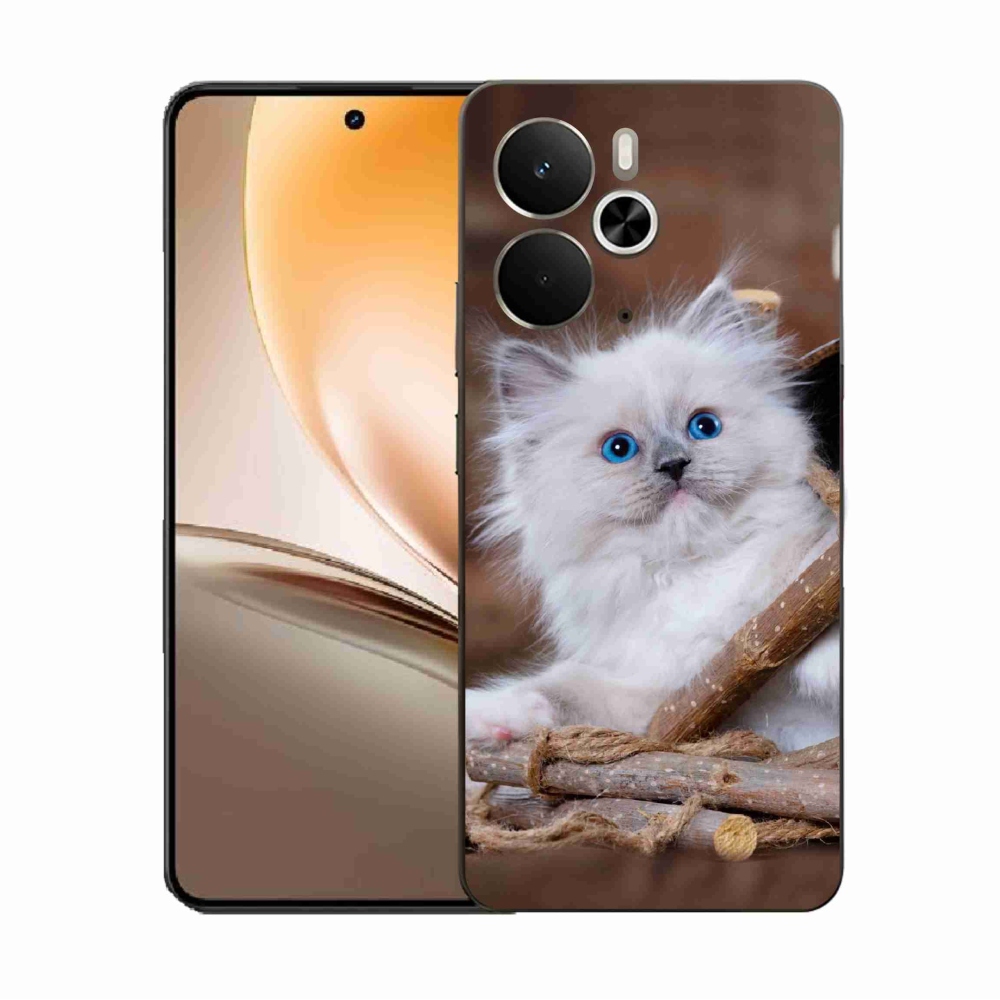 Gélový kryt mmCase na Realme 14 5G - biele mačiatko