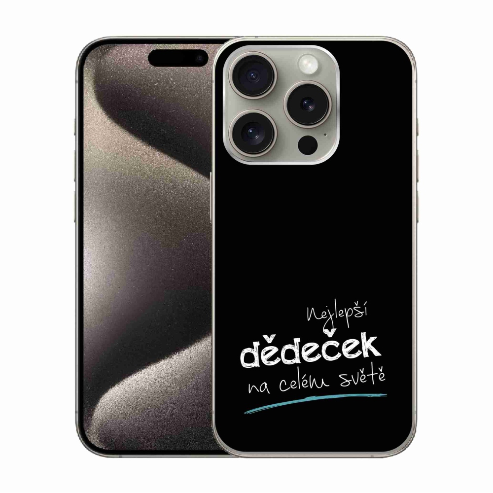 Gélový kryt mmCase na iPhone 15 Pro - najlepší dedko 3 čierne pozadie