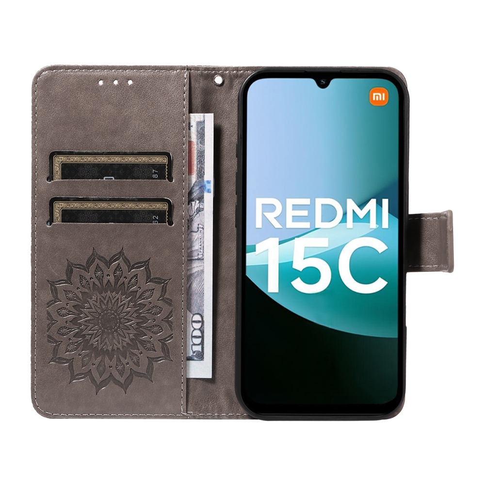 Sunflower knižkové púzdro na Xiaomi Redmi 15C 4G/5G (173mm) - šedé