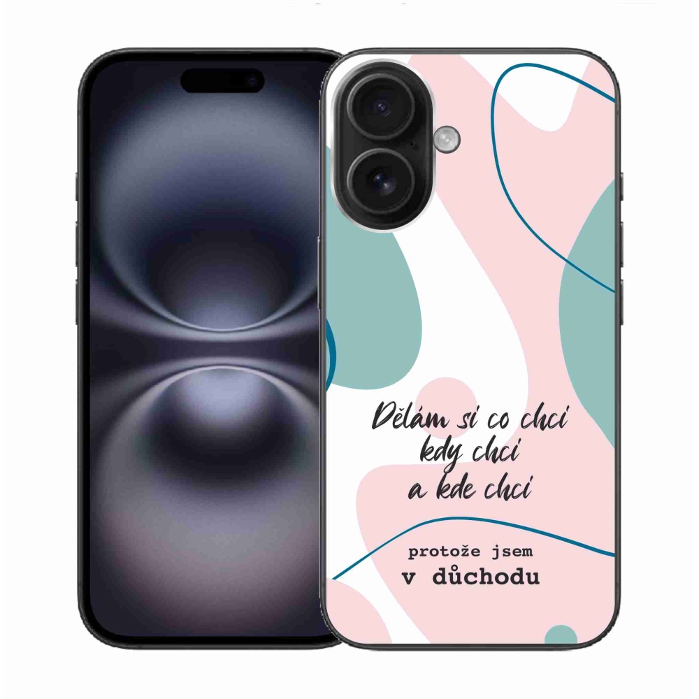 Gélový kryt mmCase na iPhone 16 - vtipný text 10 biele pozadie