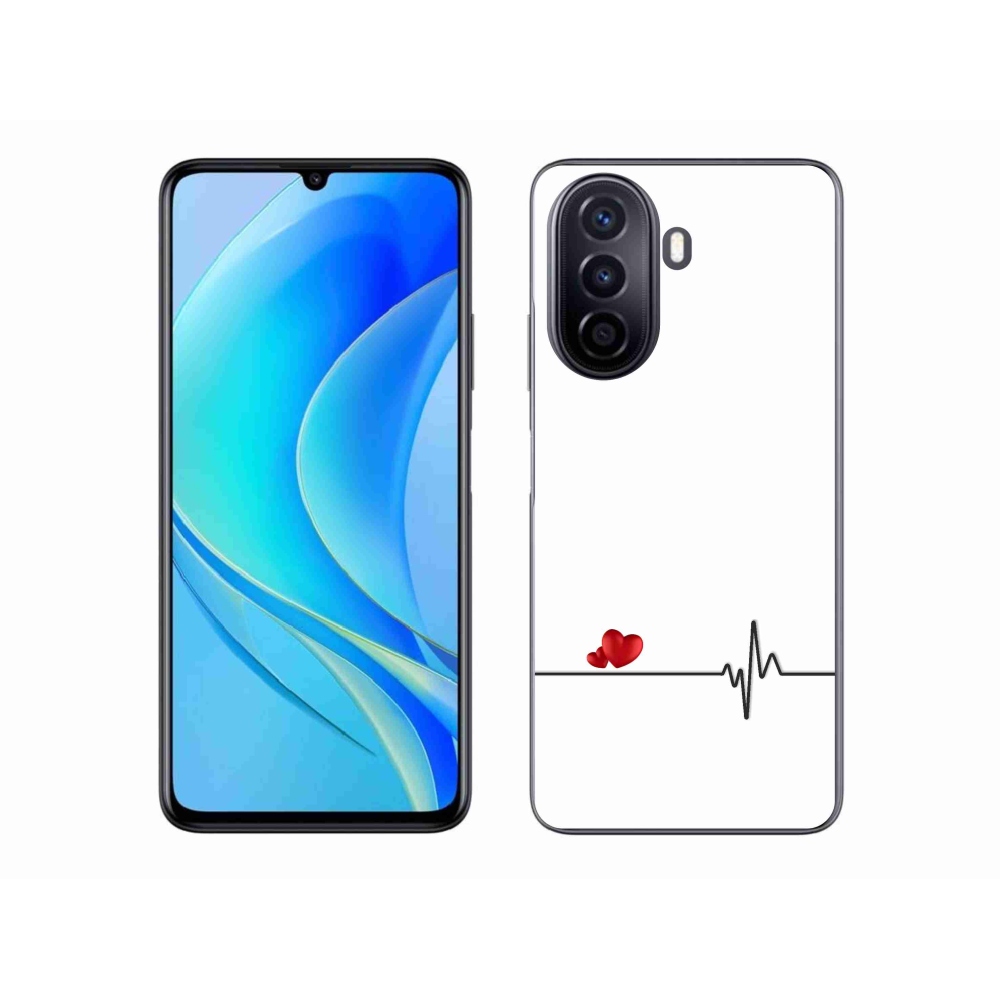Gélový kryt mmCase na Huawei Nova Y70 - srdce a tep biele pozadie
