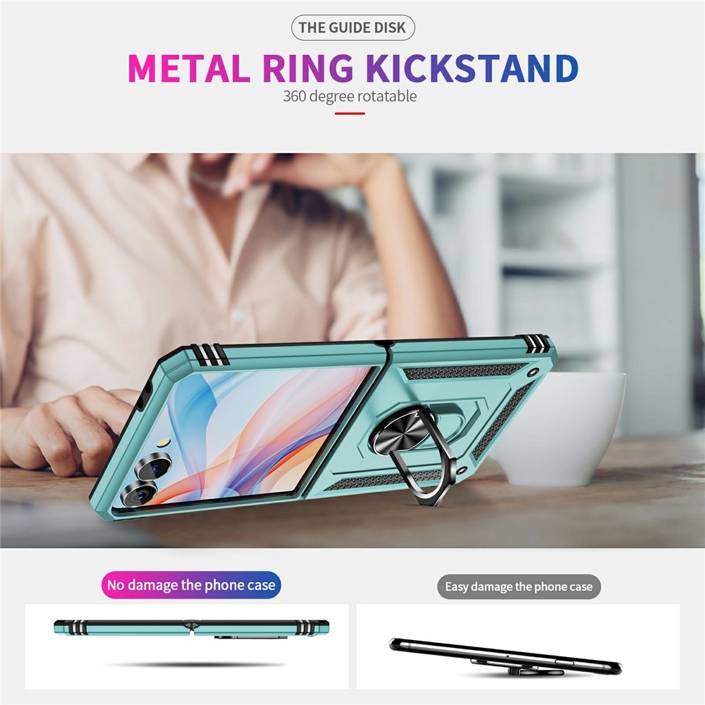 Ring odolný kryt na Samsung Galaxy Z Flip7 5G - modrozelený