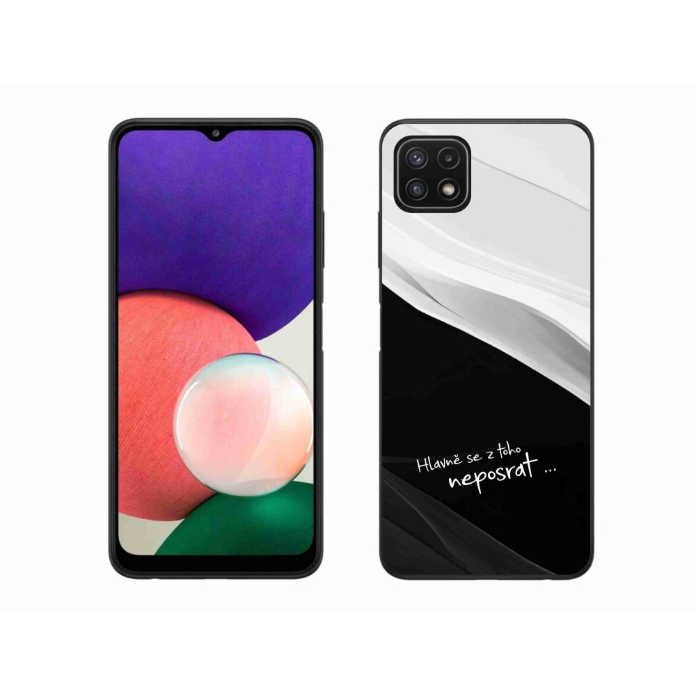 Gélový kryt mmCase na Samsung Galaxy A22 5G - vtipný text 13 čiernobiele pozadie
