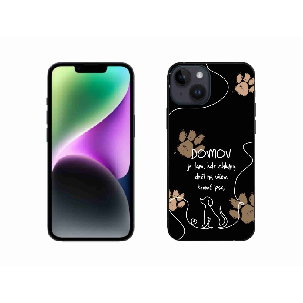 Gélový kryt mmCase na iPhone 14 - psí motív čierne pozadie