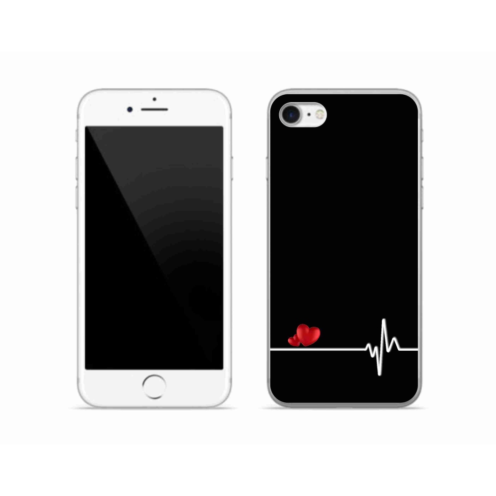 Gélový kryt mmCase na iPhone SE (2022) - srdce a tep čierne pozadie