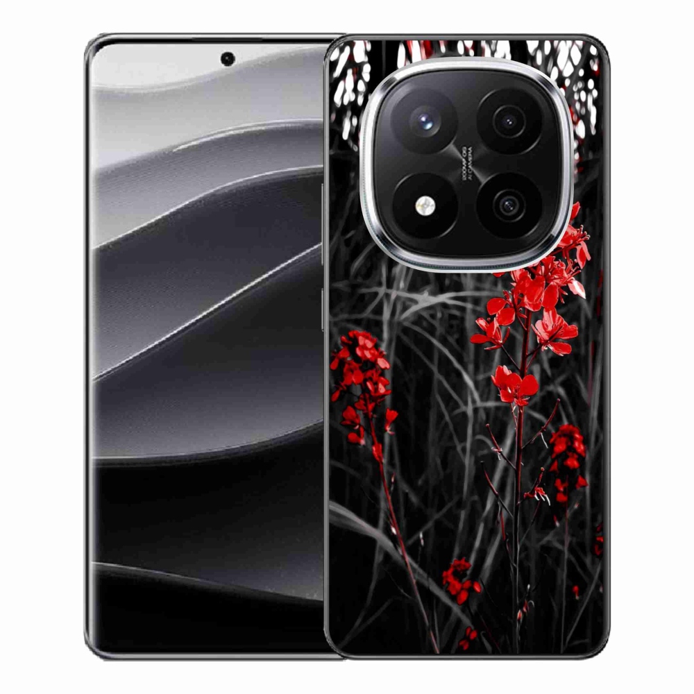 Gélový kryt mmCase na Xiaomi Redmi Note 14 Pro+ 5G - červená rastlina