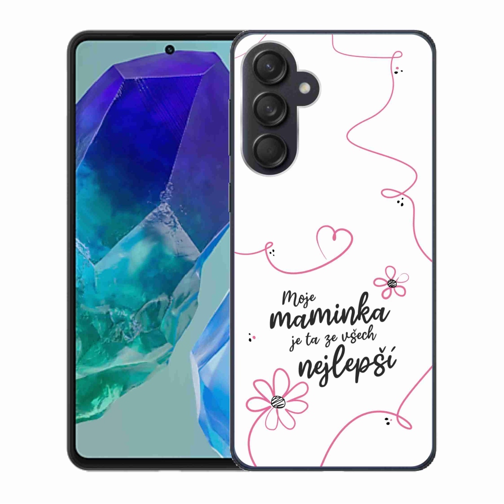 Gélový kryt mmCase na Samsung Galaxy M55 5G - najlepšia mamička 3 biele pozadie