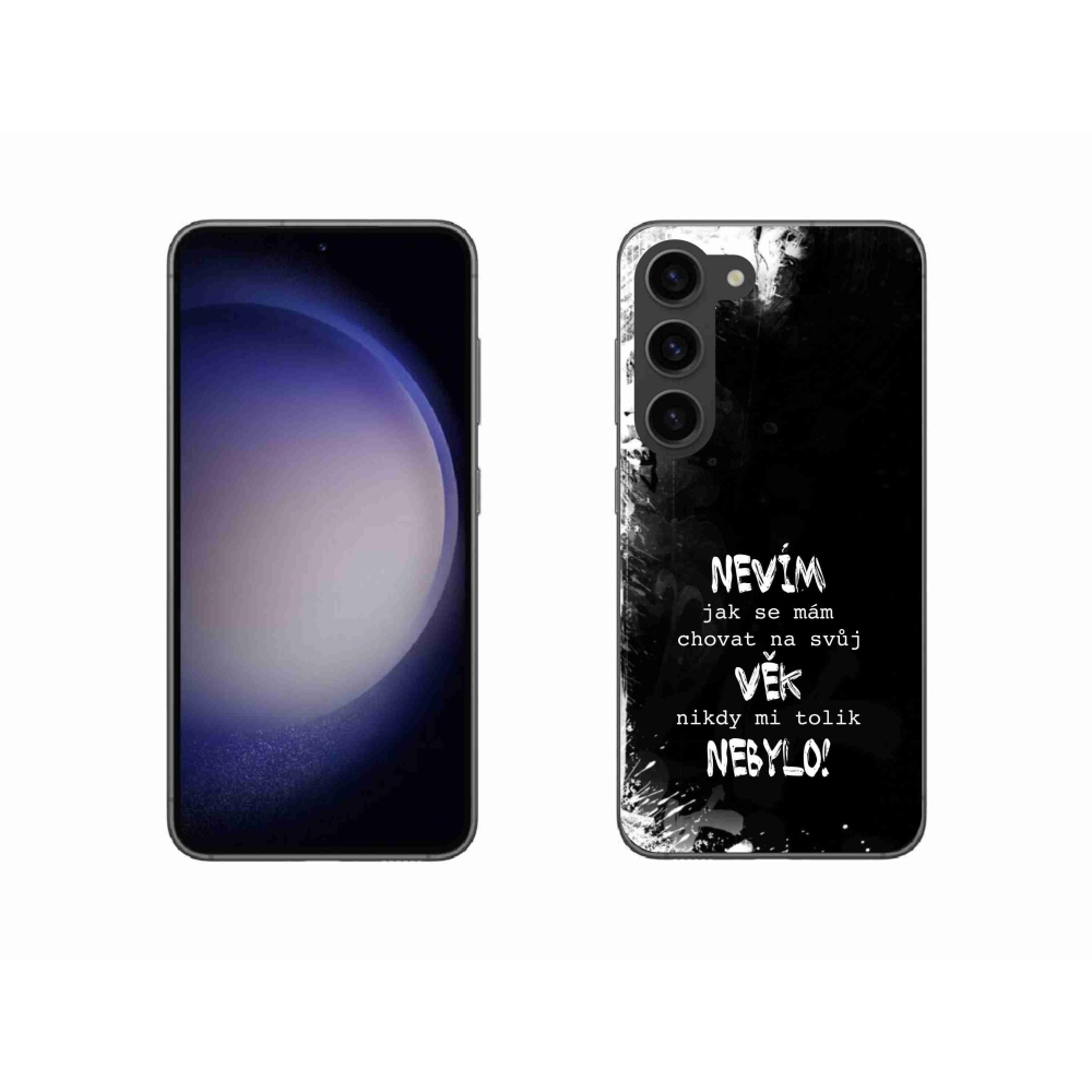 Gélový kryt mmCase na Samsung Galaxy S23 5G - vtipný text 14 čierne pozadie