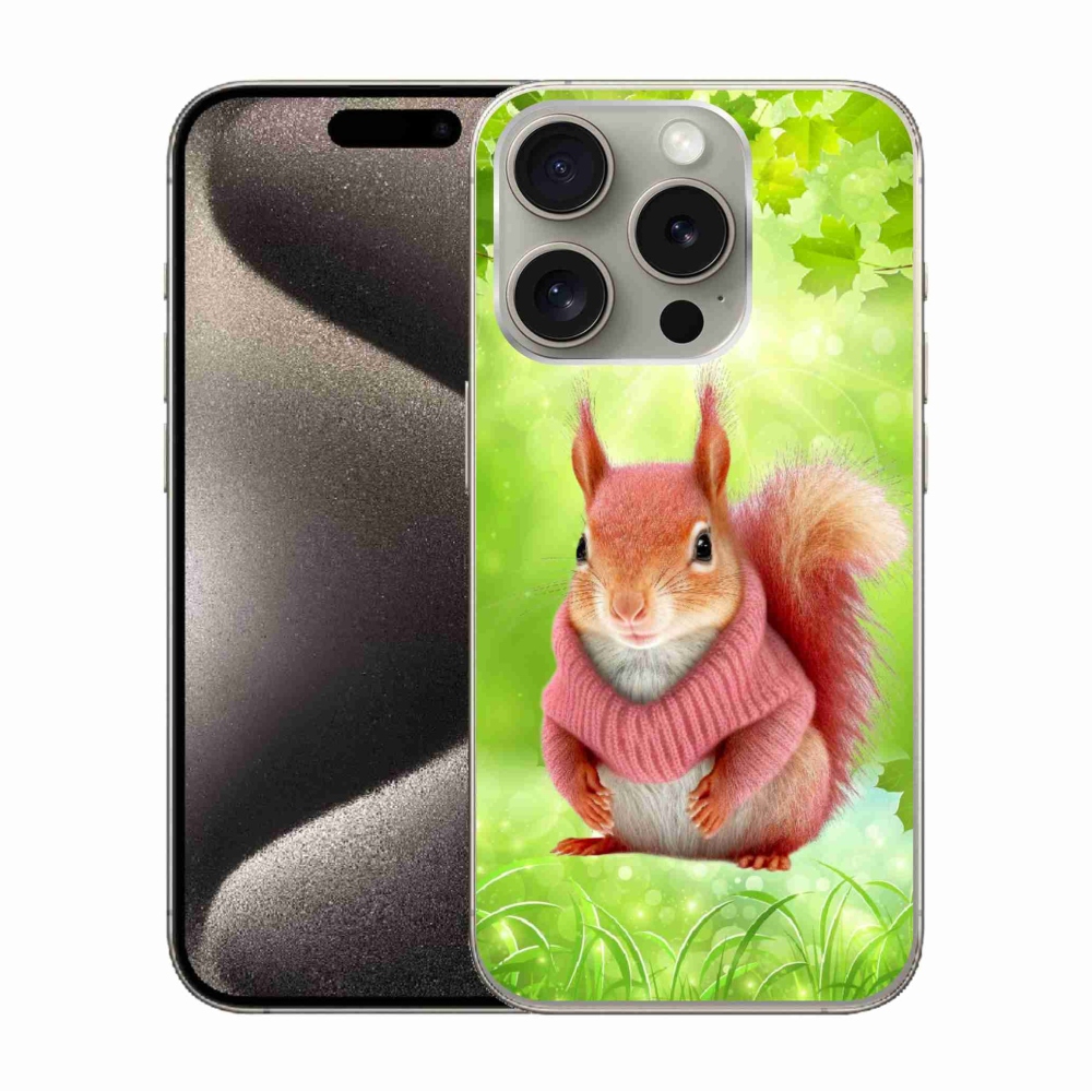 Gélový kryt mmCase na iPhone 15 Pro - veverička vo svetri